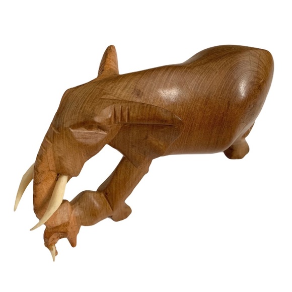 Brown Wooden Elephant Figurine - Picture 1 of 3